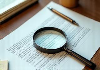 Image of a magnifying glass over documents, representing investigative work